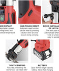 Portable Cordless Electric Hydraulic Pipe Press Tool With 360 Rotating Jaw And Powerful Motor for crimping pipes, featuring LED display and ergonomic design.