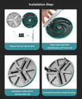 Installation steps for Adjustable Hole Saw Tool Kit For Wood And Drywall Cutting, showing parts, alignment, and depth adjustment.