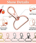 Heavy Duty Keychain Bulk With Swivel Hooks D Rings And Slide Buckles For Handbag Purse Hardware Craft showing various metal clips with 360° rotation.