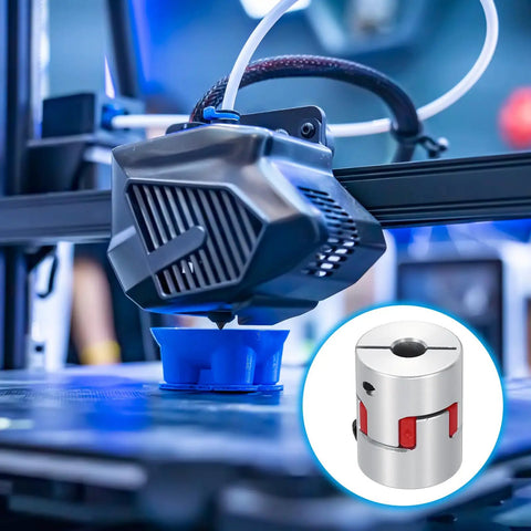 3D printer with Aluminum Shaft Coupler 6mm To 6mm Flexible Spider Coupling L25mm X D20mm for power transmission shown inset