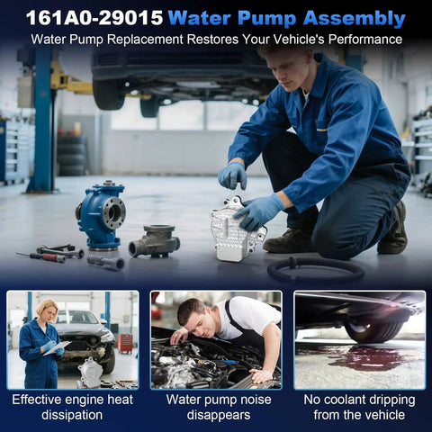 Mechanic installing Electric Engine Water Pump With Gasket For Toyota Prius And Lexus Ct200h, Stainless Steel Rotor on vehicle
