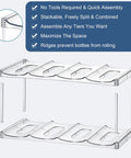 Clear heavy duty 3 tier stackable water bottle organizer with ridges for stability, fits 12 tumblers, perfect for counters.