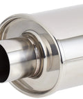 Heavy Duty T304 Stainless Ultra Whisper Quiet Resonator, 2.25-inch ports, sleek finish, ideal for smooth exhaust purr.