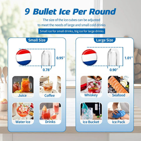 Portable Countertop Ice Maker With Self Cleaning Function Delivers 26 Lbs Per Day In 6 Minutes For Bullet Ice Cubes Quiet Operation