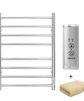 Go To Wall Mounted Towel Warmer With Built In Timer 8 Bar Heated Towel Rack Stainless Steel IP56 Waterproof Chrome Finish