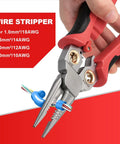 8-In-1 Wire Stripping Pliers With Voltage Tester For Live And Neutral Wires 12-250V close-up showing needle nose and wire cutter