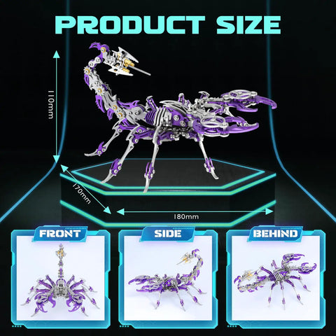 Dope 3D Metal Scorpion Puzzle Laser Cut DIY Challenge No Glue Snap Together 6 Inch Lifelike Scorpion with size dimensions