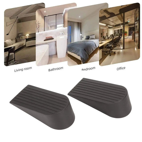 Flexible Durable Door Stopper For Bottom Of Door Black Large Anti Slip Skid Resistant Wearproof Floor Protection shown with room examples