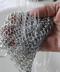 8x6 Inch Cast Iron Chainmail Scrubber for Safe Scratch Free Cleaning of Pre Seasoned Pans Griddles Barbecue Grills and Pots