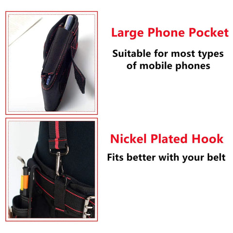 Heavy Duty Tool Belt Suspenders With Magnet Pocket And Large Movable Phone Holder For Construction Workers Pencil Holder 1680D Nylon
