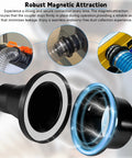 Front view: black 4in magnetic dust-collection fitting with silver port ring; includes 1 Mag Port and five 4in/2.5in couplers