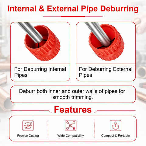 Heavy Duty 4 Piece Pipe And Tubing Cutter Set With Deburring Tool And Reamer For Pros Internal External Pipe Deburring Tools