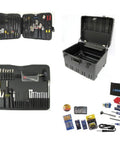 Deluxe Medical Kit In A 12 Roto Rugged Wheeled Case displayed with various medical tools and supplies for emergency prep.