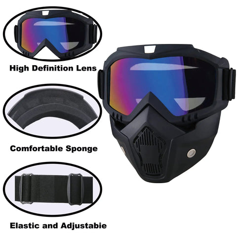 Anti Fog Paintball Mask Full Face Tactical Shield With Detachable Goggles featuring high definition lens and adjustable strap