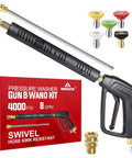 360 Degree Swivel Pressure Washer Gun Wand With Three Eighths Plug And M22 Coupler Stainless Steel Extension Lance Replacement