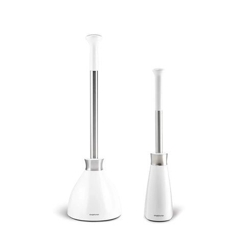 Must Have Toilet Plunger And Toilet Brush Set With Holder Magnetic Drip Free Covers room view of white bathroom set