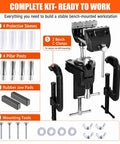 Complete kit for Heavy Duty 360 Degree Swivel Bench Gun Vise with accessories including clamps and protective sleeves.