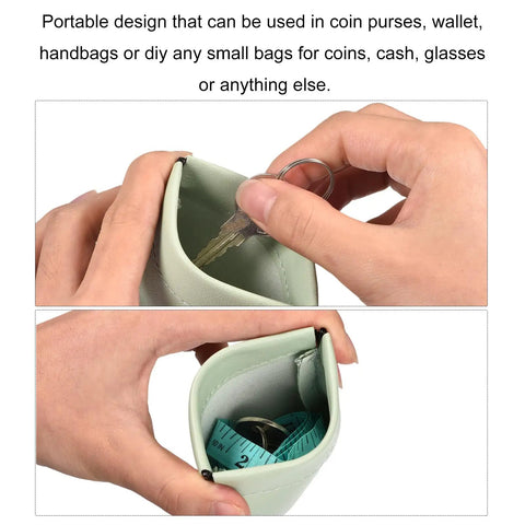 Person inserting key into purse with Metal Internal Flex Frames For Purses And Coin Bags 20 Pcs 90mm, showing easy use.