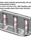 2 Pack Sliding Barn Door Floor Guide with Adjustable Three Roller Design and Wall Mount System, close-up view of rollers