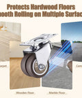 2 Inch Double Wheel Swivel Caster Wheels Set Of 4 Rubber Heavy Duty Casters with 880 lbs load capacity rolling on surfaces