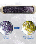 SlickRide Inline DI Deionizer Water System For Car Wash And Garage Detailing Featuring Transparent Housing And Purple To Brown Color Changing Resin Indicator showing purple to brown resin color change.