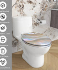Elongated Toilet Seat with Cover for Bathroom, iridescent finish, strong design, suitable for most elongated toilets.