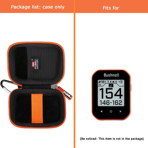 Open Rugged EVA Golf GPS Case For Bushnell Phantom 2 And 3 Slope And Swami KISS 2.0, with black interior and orange trim
