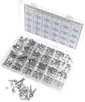 Built Different Heavy Duty 304 Stainless Steel Metric Fastener Assortment Kit Covering M2 Through M6 Phillips Pan Head Combination Screws Matching Hex Nuts in organized case.