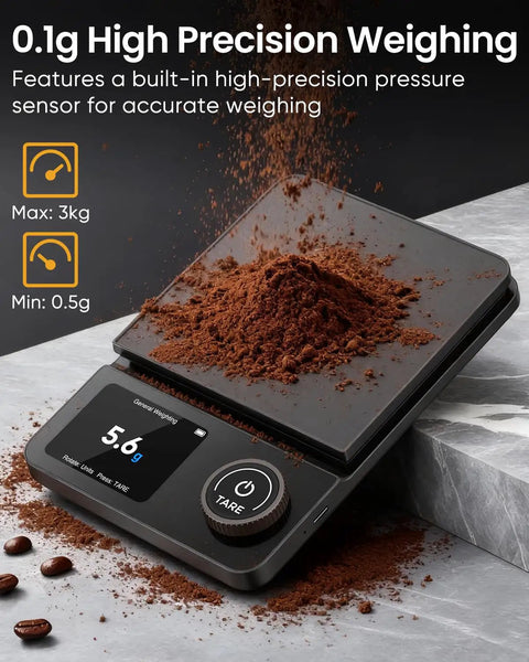 Coffee Scale With Timer And Bluetooth App Sync, 5kg High Precision Digital Kitchen Scale With Big Color Display, 0.1g Increments