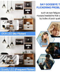 Comparison of Super Bright 150 Watt LED Light Bulb A21 Daylight 5000K showing no flicker versus poor quality flickering