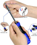 Hands holding extension rod of 190 In 1 Precision Screwdriver Set With 164 Magnetic Bits And 22 Practical Accessories.