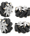 Set of four 48mm Mecanum wheels with steel body and black rollers for omnidirectional robot cars