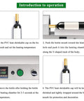 Hassel Free Electric Heat Shrink Wrapping Machine With Digital Thermostat Control Seals Pvc Capsules On Wine Soy Sauce And Olive Oil Bottles Up To Two Point Seven Five Inches Max Diameter Works Like A Champ operating steps with wine bottle and digital display.