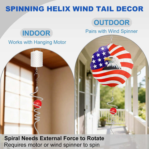 Spiral Tail Gazing Ball Wind Spinner 13 Inch Stainless Steel With 360 Degree Swivel Hook Red Crystal Glass Orb Optical Illusion For Garden Yard Patio Decor Gift Totally Captivating, indoor and outdoor hanging display