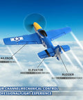 P51D Mustang RC Plane 4 Channel Fighter With 6 Axis Gyro Stabilization flying in sky showing control functions