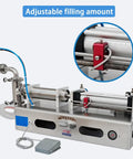 Automatic Single Head Liquid Filler Pneumatic Bottle Filling Machine Stainless Steel Anti Drip Valve for Water Wine Cosmetics with adjustable filling amount.