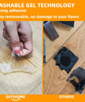Non Slip Furniture Pads For Hardwood Floors Or Rugs, Heavy Duty Grip Leg Protectors shown on wooden floor with clear gel pad application