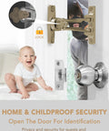 Door Guard Swing Bar Lock For Outward Opening Doors, Heavy Duty Security Latch installed on white door, matte gold finish, kid safe