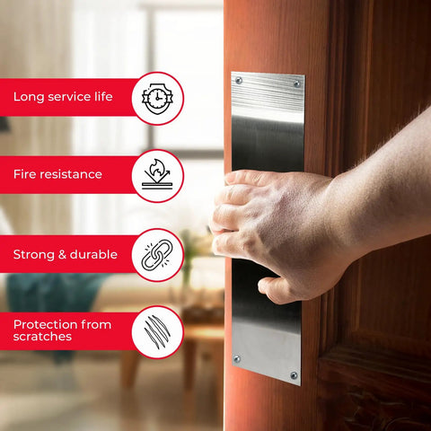 Heavy Duty Stainless Steel Door Push Plate With Pre Drilled Screws For Smooth Wood Or Metal Doors Built Tough As Nails Zero Headache Mounting Commercial Grade Hardware Included Daily Wear Defense