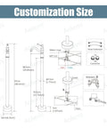 Diagram of Brushed Nickel Freestanding Bathtub Faucet With Swivel Spout, Vintage Style, dimensions and parts labeled