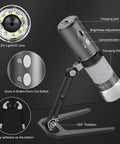 4K Wireless Digital Microscope With WiFi Camera, Hands Free Metal Stand, Live View Zoom In, High Detail Magnifier For iPhone Android And PC, All In One Tool For DIY Projects, Jewelry, Electronics, Education And Lab Work, with LED lens and controls