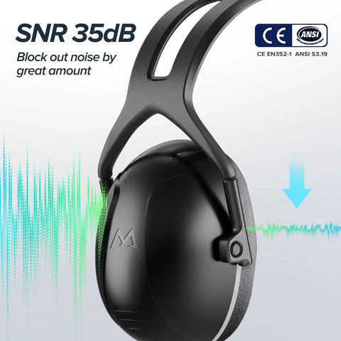 35dB SNR Noise Cancelling Ear Muffs For Outdoor Work And Hunting, Real Hearing Protection For Mowing, Shooting, And Construction