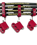 Black Wire Loom Kit 42502 for Automotive Wiring Protection with red cable clamps shown