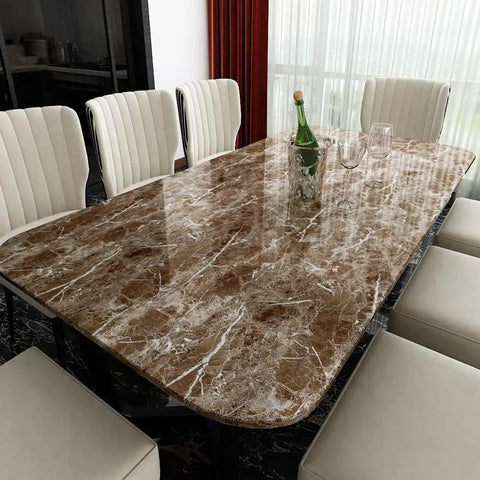 Marble Countertop Contact Paper Peel And Stick Vinyl Wrap Fifteen Point Eight By Three Hundred Ninety Four Inches Waterproof Self Adhesive Renter Friendly Kitchen Wallpaper Desk And Table Cover For Easy Do It Yourself Makeover on dining table