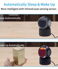 2D QR Barcode Scanner Omnidirectional Hands Free Automatic Barcode Reader on sleep and wake mode with infrared sensor