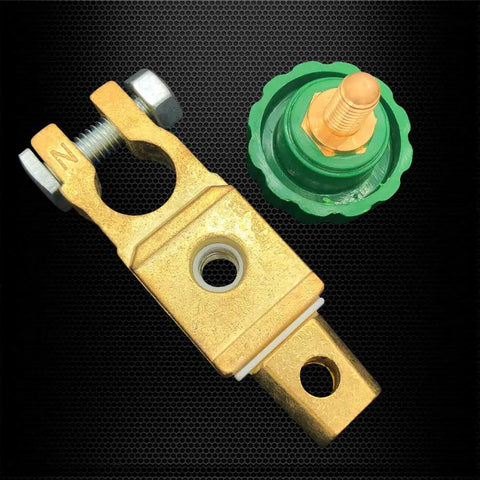 Top Post 12V Battery Disconnect Switch Kit For Cars, Quick Disconnect Cut Off With Easy Knob On Off, 125 Amp, 2 Pack, on black