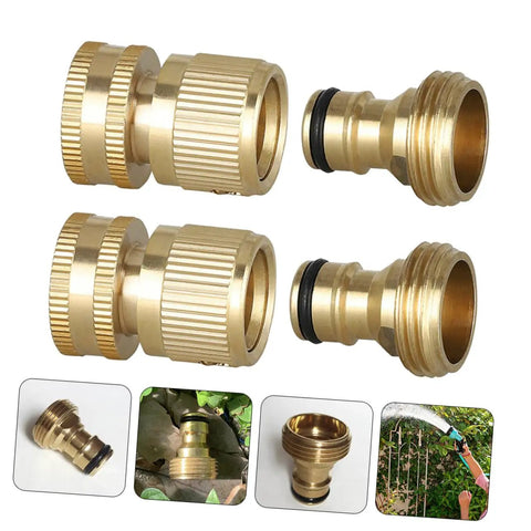 Heavy Duty Brass Quick Connect Hose Fittings Set With Male Thread Adapters And Flexible Tap Connectors Air Line Couplers And Plugs 10 Pack Garden Hose Splitter Kit For Leak Free Watering And Easy Setup, brass hose fittings close-up