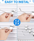 Hands installing 100 Pack Slatwall Hooks 6 And 8 Inch Silver Metal Pegs For Garage Shop Retail Display Heavy Duty Slatwall Hangers.
