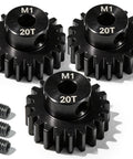 20T 5mm Bore Hardened Steel Motor Pinion Gear 3 Pack For 1/8 And 1/10 RC Crawlers Monster Trucks And Boats Fits 550 540 Motors