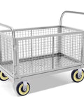 Metal shopping cart with Five Inch Polyurethane Wheel With Five Sixteenth Inch Bore For Shopping Carts Navy Beige Color